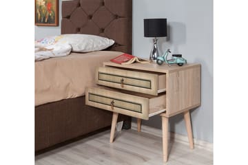 Brokind Nattbord 60 cm med Oppbevaring 2 Skuffer - Natur/Brun - Møbler - Bord - Avlastningsbord & sidobord - Sengebord & nattbord