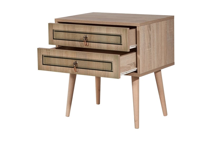 Brokind Nattbord 60 cm med Oppbevaring 2 Skuffer - Natur/Brun - Møbler - Bord - Avlastningsbord & sidobord - Sengebord & nattbord
