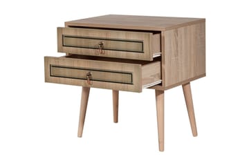 Brokind Nattbord 60 cm med Oppbevaring 2 Skuffer - Natur/Brun - Møbler - Bord - Avlastningsbord & sidobord - Sengebord & nattbord