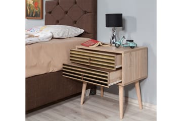 Brokind Nattbord 60 cm med Oppbevaring 2 Skuffer Striper - Natur - Møbler - Bord - Avlastningsbord & sidobord - Sengebord & nattbord
