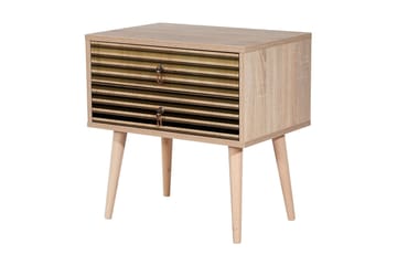 Brokind Nattbord 60 cm med Oppbevaring 2 Skuffer Striper - Natur - Møbler - Bord - Avlastningsbord & sidobord - Sengebord & nattbord