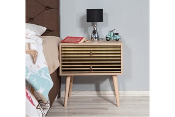 Brokind Nattbord 60 cm med Oppbevaring 2 Skuffer Striper - Natur - Møbler - Bord - Avlastningsbord & sidobord - Sengebord & nattbord