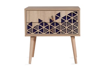 Brokind Nattbord 60 cm med Oppbevaring 2 Skuffer Trianglar - Natur/Blå - Møbler - Bord - Avlastningsbord & sidobord - Sengebord & nattbord