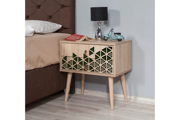 Brokind Nattbord 60 cm med Oppbevaring 2 Skuffer Trianglar - Natur/Grønn - Møbler - Bord - Avlastningsbord & sidobord - Sengebord & nattbord