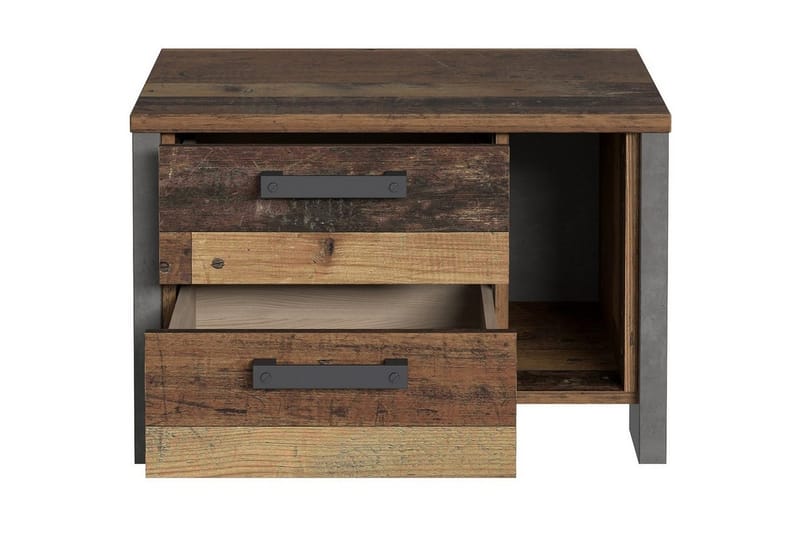 Cadle Nattbord 62 cm med Oppbevaring 2 Skuffer + Hylle - Brun/Grå - Møbler - Bord - Avlastningsbord & sidobord - Sengebord & nattbord