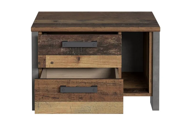 Cadle Nattbord 62 cm med Oppbevaring 2 Skuffer + Hylle - Brun/Grå - Møbler - Bord - Avlastningsbord & sidobord - Sengebord & nattbord