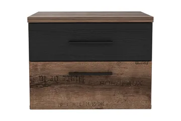 Cannop Nattbord 52 cm med Oppbevaring 2 Skuffer - Brun/Svart - Møbler - Bord - Avlastningsbord & sidobord - Sengebord & nattbord