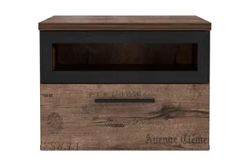 Cannop Nattbord 52 cm med Oppbevaring Skuff + Hylle - Brun/Svart - Møbler - Bord - Avlastningsbord & sidobord - Sengebord & nattbord