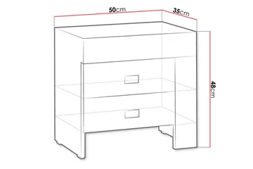 Cezara Sängbord 50 cm Vänster med Förvaring 2 Lådor Bedly Ek - Møbler - Bord - Avlastningsbord & sidobord - Sengebord & nattbord