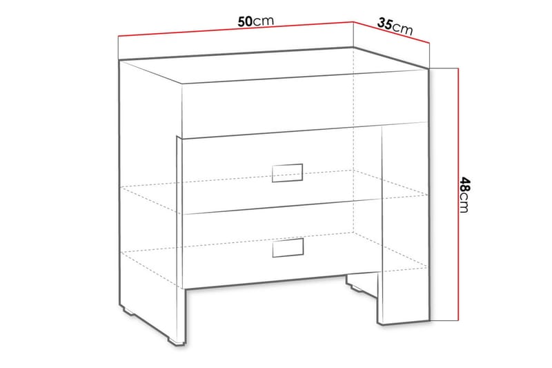 Cezara Sängbord 50 cm Vänster med Förvaring 2 Lådor Bedly Ek - Møbler - Bord - Avlastningsbord & sidobord - Sengebord & nattbord