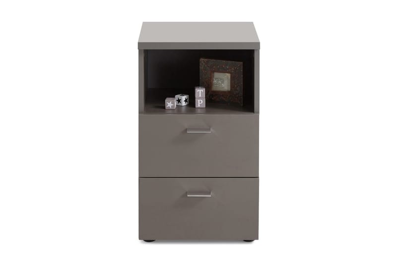 Colima Nattbord 35 cm med Oppbevaring 2 Skuffer + Hylle, Grå
