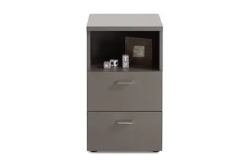 Colima Nattbord 35 cm med Oppbevaring 2 Skuffer + Hylle - Grå - Møbler - Bord - Avlastningsbord & sidobord - Sengebord & nattbord