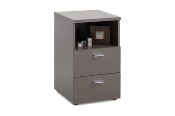 Colima Nattbord 35 cm med Oppbevaring 2 Skuffer + Hylle - Grå - Møbler - Bord - Avlastningsbord & sidobord - Sengebord & nattbord