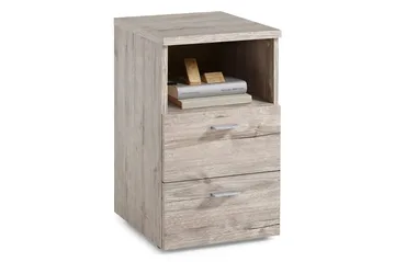 Colima Nattbord 35 cm med Oppbevaring 2 Skuffer + Hylle - Grå/Natur - Møbler - Bord - Avlastningsbord & sidobord - Sengebord & nattbord