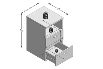 Colima Nattbord 35 cm med Oppbevaring 2 Skuffer + Hylle - Svart - Møbler - Bord - Avlastningsbord & sidobord - Sengebord & nattbord