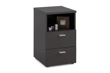 Colima Nattbord 35 cm med Oppbevaring 2 Skuffer + Hylle - Svart - Møbler - Bord - Avlastningsbord & sidobord - Sengebord & nattbord