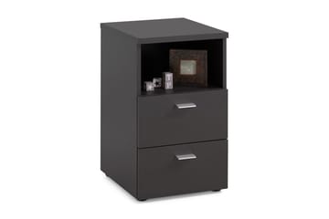 Colima Nattbord 35 cm med Oppbevaring 2 Skuffer + Hylle - Svart - Møbler - Bord - Avlastningsbord & sidobord - Sengebord & nattbord