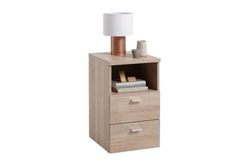 Colima Nattbord 35 cm med Oppbevaring 2 Skuffer + Hylle - Grå/Beige - Møbler - Bord - Avlastningsbord & sidobord - Sengebord & nattbord
