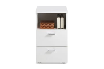 Colima Nattbord 35 cm med Oppbevaring 2 Skuffer + Hylle - Hvit - Møbler - Bord - Avlastningsbord & sidobord - Sengebord & nattbord