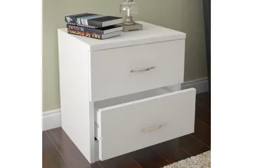 Decorotika Nattbord 40 cm med Oppbevaring 2 Skuffer - Hvit - Møbler - Bord - Avlastningsbord & sidobord - Sengebord & nattbord