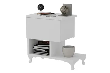 Decorotika Nattbord 46 cm med Oppbevaring Skuff + Hyller Ben - Hvit - Møbler - Bord - Avlastningsbord & sidobord - Sengebord & nattbord