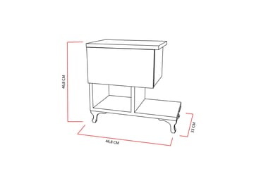Decorotika Nattbord 46 cm med Oppbevaring Skuff + Hyller Ben - Hvit - Møbler - Bord - Avlastningsbord & sidobord - Sengebord & nattbord
