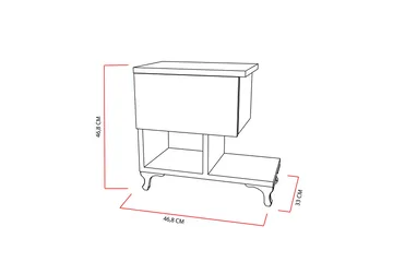 Decorotika Nattbord 46 cm med Oppbevaring Skuff + Hyller Ben - Hvit - Møbler - Bord - Avlastningsbord & sidobord - Sengebord & nattbord