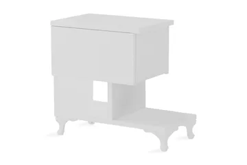 Decorotika Nattbord 46 cm med Oppbevaring Skuff + Hyller Ben - Hvit - Møbler - Bord - Avlastningsbord & sidobord - Sengebord & nattbord