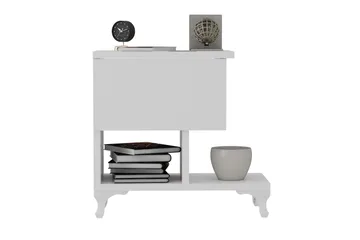 Decorotika Nattbord 46 cm med Oppbevaring Skuff + Hyller Ben - Hvit - Møbler - Bord - Avlastningsbord & sidobord - Sengebord & nattbord