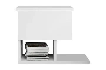 Decorotika Nattbord 46 cm med Oppbevaring Skuff + Hyller - Hvit - Møbler - Bord - Avlastningsbord & sidobord - Sengebord & nattbord