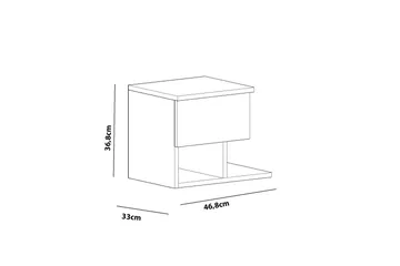 Decorotika Nattbord 46 cm med Oppbevaring Skuff + Hyller - Hvit - Møbler - Bord - Avlastningsbord & sidobord - Sengebord & nattbord