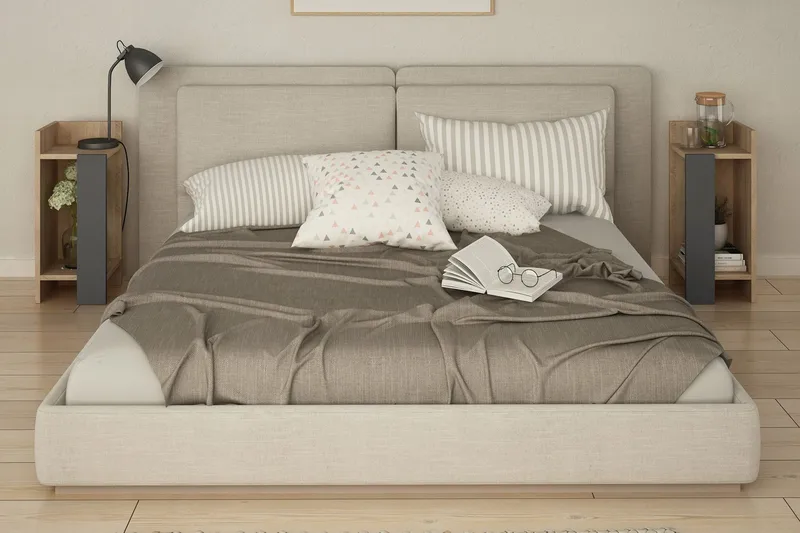 Decorta Nattbord 27 cm - Eikfarge/Mørkegrå - Møbler - Bord - Avlastningsbord & sidobord - Sengebord & nattbord