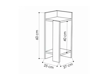 Decorta Nattbord 27 cm med Oppbevaring Hyller + Luker Høyre - Brun/Grå - Møbler - Bord - Avlastningsbord & sidobord - Sengebord & nattbord