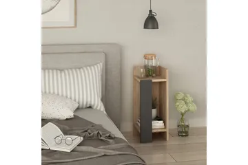 Decorta Nattbord 27 cm med Oppbevaring Hyller + Luker Høyre - Brun/Grå - Møbler - Bord - Avlastningsbord & sidobord - Sengebord & nattbord