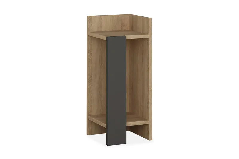 Decorta Nattbord 27 cm med Oppbevaring Hyller + Luker Høyre, Brun/Grå