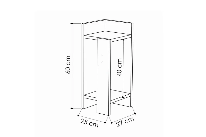 Decorta Nattbord 27 cm med Oppbevaring Hyller + Luker Høyre - Brun/Grå - Møbler - Bord - Avlastningsbord & sidobord - Sengebord & nattbord