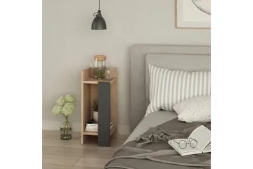 Decorta Nattbord 27 cm med Oppbevaring Hyller Venstre - Grå/Brun - Møbler - Bord - Avlastningsbord & sidobord - Sengebord & nattbord