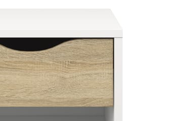 Delta Nattbord 50 cm med Oppbevaring Skuff + Hylle - Hvit/Eikfarge - Møbler - Bord - Avlastningsbord & sidobord - Sengebord & nattbord