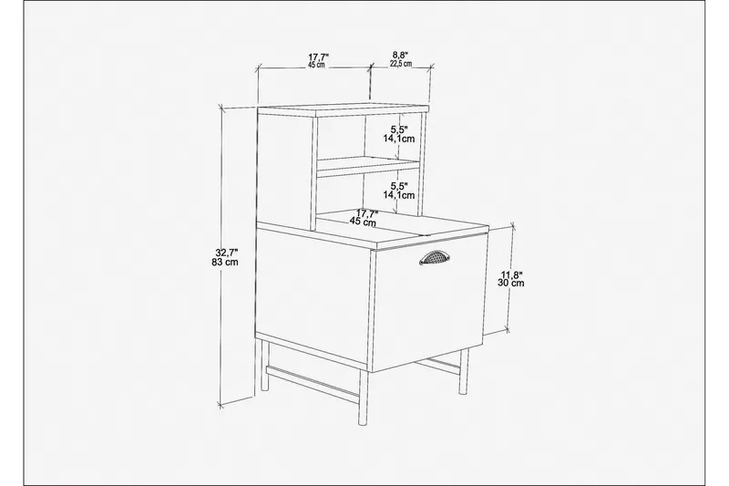 Desgrar Nattbord 45x22,5 cm - Møbler - Bord - Avlastningsbord & sidobord - Sengebord & nattbord