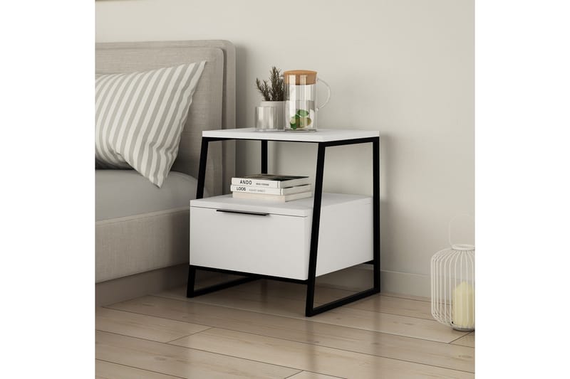 Desgrar Nattbord 45x50 cm - Hvit - Møbler - Bord - Avlastningsbord & sidobord - Sengebord & nattbord