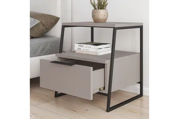 Desgrar Nattbord 45x50 cm i Tre med Skuffer og Oppbevaring - Mokkabeige - Møbler - Bord - Avlastningsbord & sidobord - Sengebord & nattbord