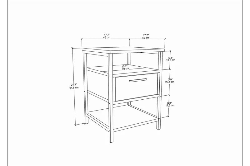 Desgrar Nattbord 45x61,8 cm - Svart - Møbler - Bord - Avlastningsbord & sidobord - Sengebord & nattbord