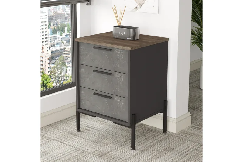 Desgrar Nattbord 54 cm - Brun/Betonggrå/Antrasitt - Møbler - Bord - Avlastningsbord & sidobord - Sengebord & nattbord