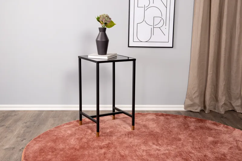 Dipp Nattbord 40 cm MarmorMønster - Glas/Sort/Grå - Møbler - Bord - Avlastningsbord & sidobord - Sengebord & nattbord