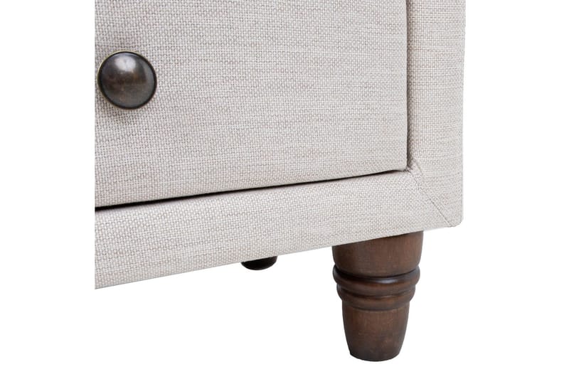 Emilia Nattbord med Oppbevaring og Skuffer i Stoff med Trebein - Beige - Møbler - Bord - Avlastningsbord & sidobord - Sengebord & nattbord