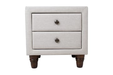 Emilia Nattbord med Oppbevaring og Skuffer i Stoff med Trebein - Beige - Møbler - Bord - Avlastningsbord & sidobord - Sengebord & nattbord