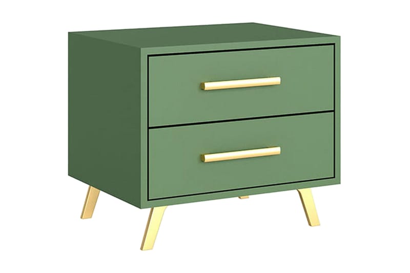 Escaldes Nattbord 53,5 cm, Matt Grønn/Gull