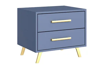 Escaldes Nattbord 54 cm - Matt Blå/Gull - Møbler - Bord - Avlastningsbord & sidobord - Sengebord & nattbord