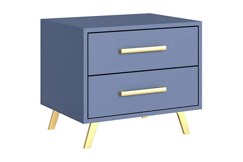 Escaldes Nattbord 54 cm - Matt Blå/Gull - Møbler - Bord - Avlastningsbord & sidobord - Sengebord & nattbord