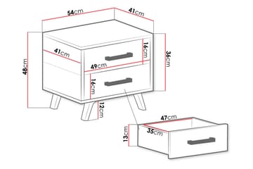 Escaldes Nattbord 54 cm - Matt Blå/Gull - Møbler - Bord - Avlastningsbord & sidobord - Sengebord & nattbord